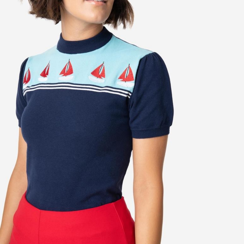 Unique Vintage Nautical Sailboat Farrow Sweater